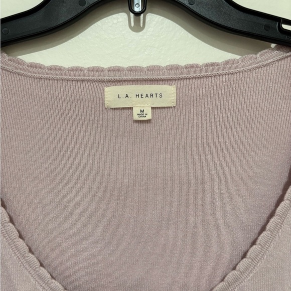 La Hearts Women's Light Purple Tie-Front Crop Top - Picture 3 of 5